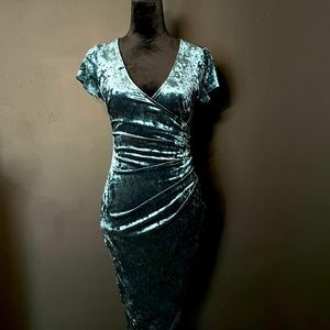 Teal velvet dress